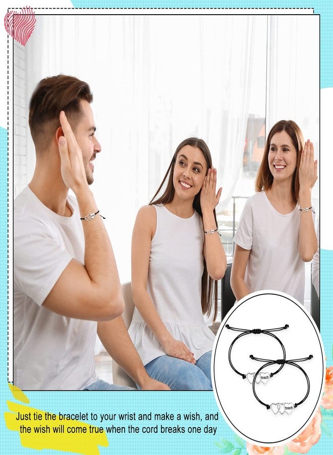 Highergo 12 Pcs Teacher Bracelets Bulk Teacher Appreciation Gifts for Women Men Blessing Card Adjustable Bracelets Teaching Wish Bangles for Thank You Appreciation Idea Gifts Graduation Birthday - Image 5